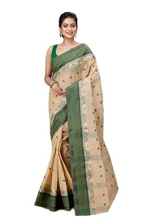 Buy Tant Vastra Women's Traditional Bengal Tant Pure Cotton Design ...