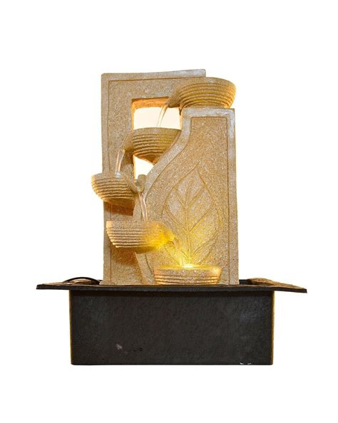 ANAVADYA Cream Polyresin Designer Table Top 4 Tier Waterfall Fountain ...