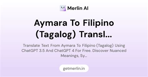 Aymara to Filipino (Tagalog) Translator