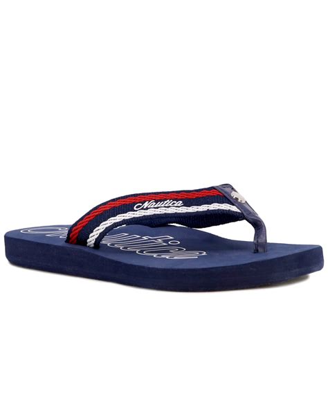 Nautica Women's White Dune Webbing Flip Flops Sandals Women's Shoes In ...