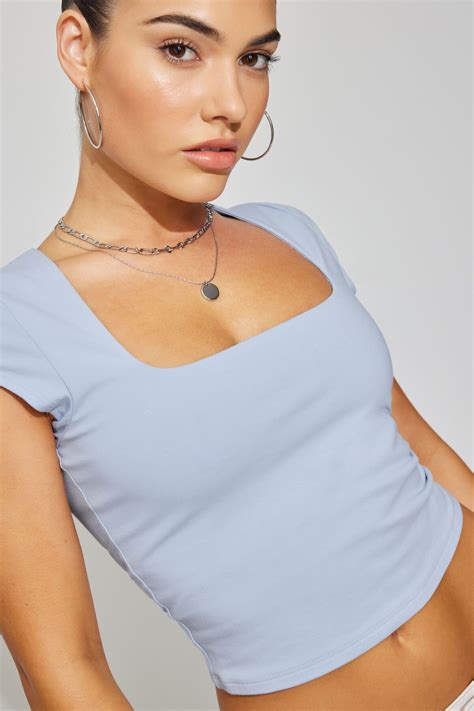 Portia Square Neckline Tee Blue | Garage
