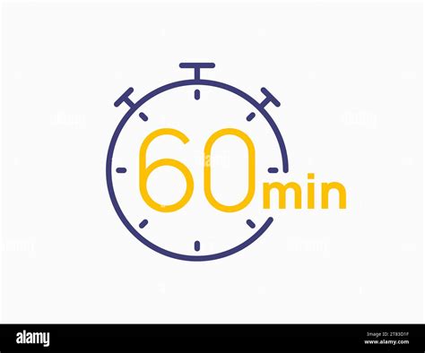 Timer 60 minutes line icon clock. Countdown stopwatch vector digital ...