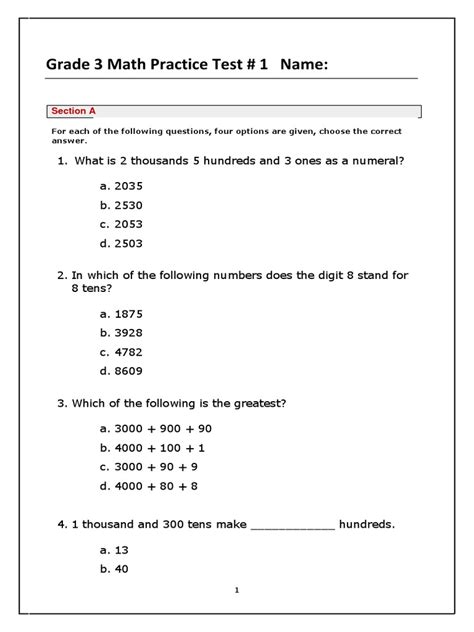 Image result for 3rd Grade Math Test