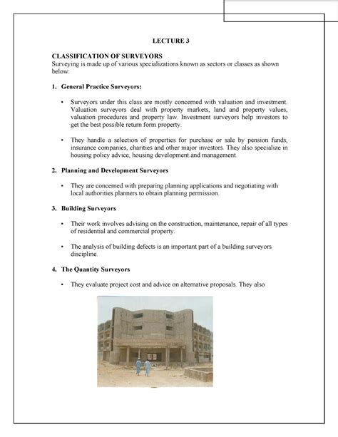 Different types of surveyors are given below - LECTURE 3 CLASSIFICATION ...