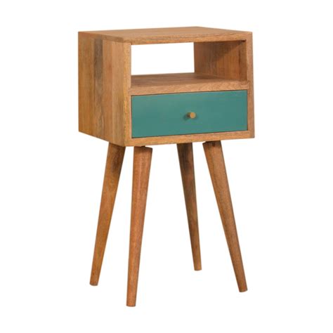 Mini Teal Hand Painted Bedside - ArtisanFurniture.in