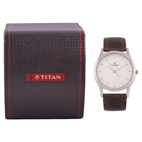 Buy Online Titan Quartz Analog Silver Dial Leather Strap Watch for Men ...