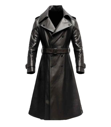 Men's Black Long Lambskin Leather Trench Coat | Urban Leather Jackets