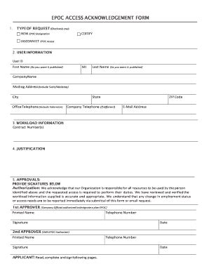 EPOC ACCESS ACKNOWLEDGEMENT FORM - Cms - Fill and Sign Printable ...
