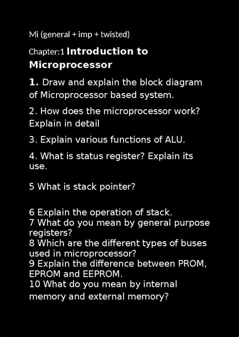 Important Questions for Mi - Microprocessor Studies (Including Twisted ...
