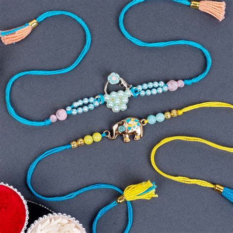 Send Combo of Elephant Rakhi and Flower Rakhi Online | Rakhibazaar.com