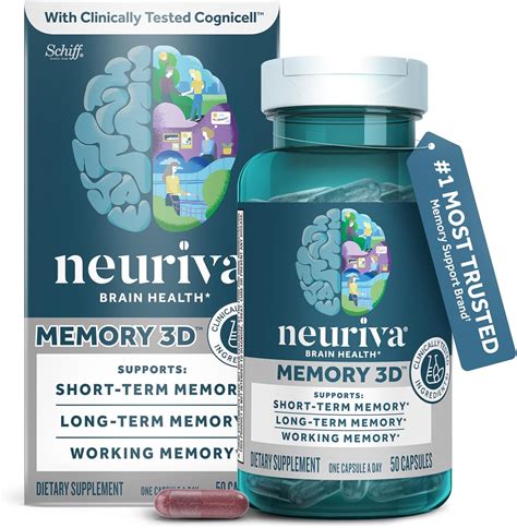 Amazon.com: NEURIVA Memory 3D Brain Supplement - Decaffeinated ...