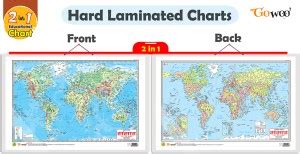 GO WOO 2 IN 1 WORLD POLITICAL AND PHYSICAL MAP IN HINDI Charts with ...
