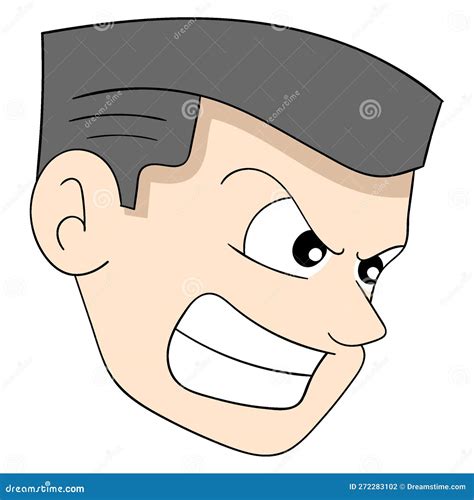 Angry Face Boy Head Emoticon Growling Close Cropped Hair Stock Vector ...
