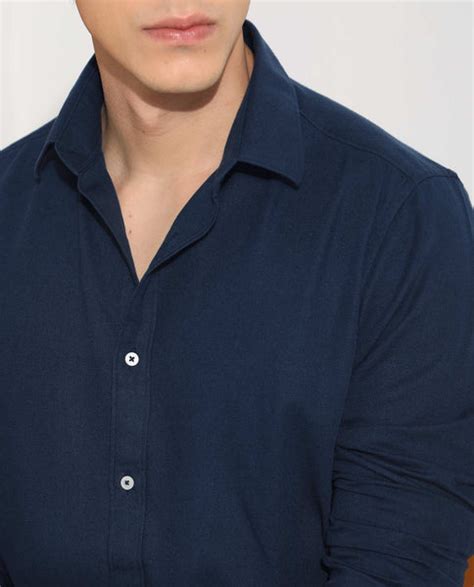 Rare Rabbit Mens Otago Navy Cotton Fabric Full Sleeves Regular Fit Sol