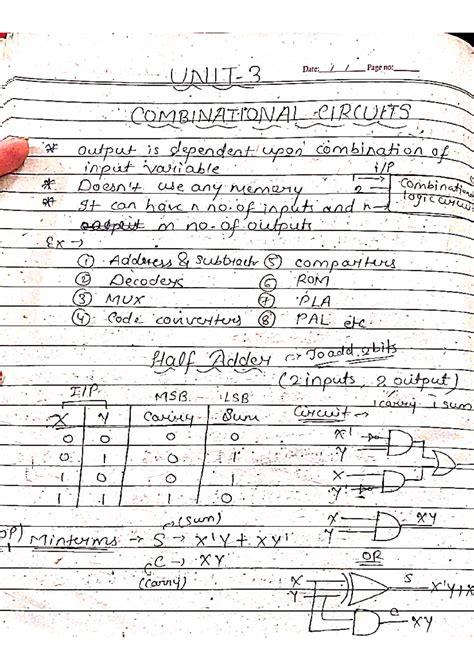 DLCD notes unit 3 - Date: Page no: COMBINATIONAL CIRCUITS output is ...