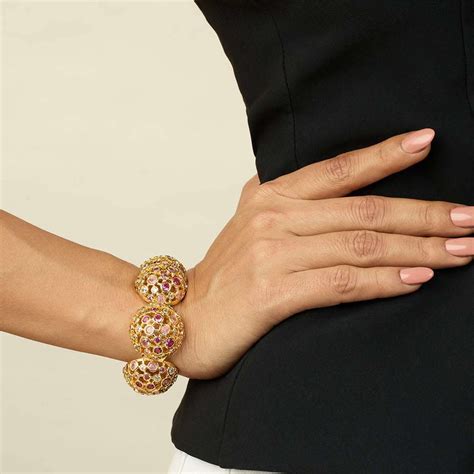 Buy Red Crystal Ball Cuff Bracelet Online
