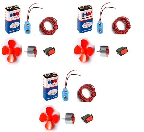 TechWiz Science Project Kit 3-9 volt Dc Toy motor with Fan Blade,9V ...