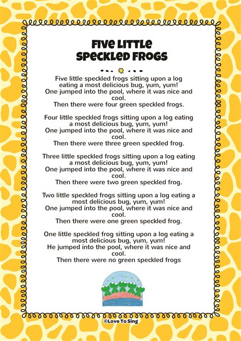 Five Little Speckled Frogs Printable - Printable And Enjoyable Learning