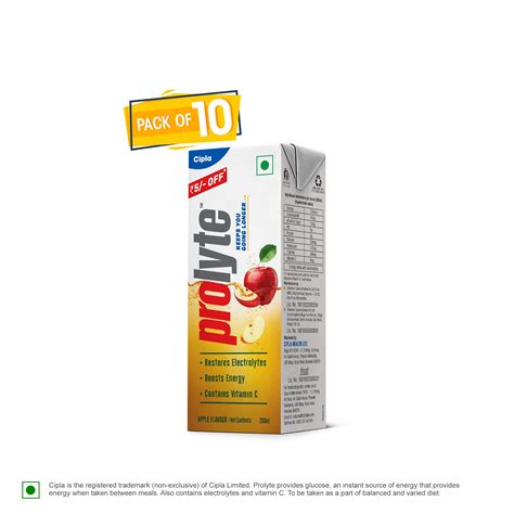 Cipla Prolyte Energy Drink with Electrolytes, Vitamin C, Glucose ...