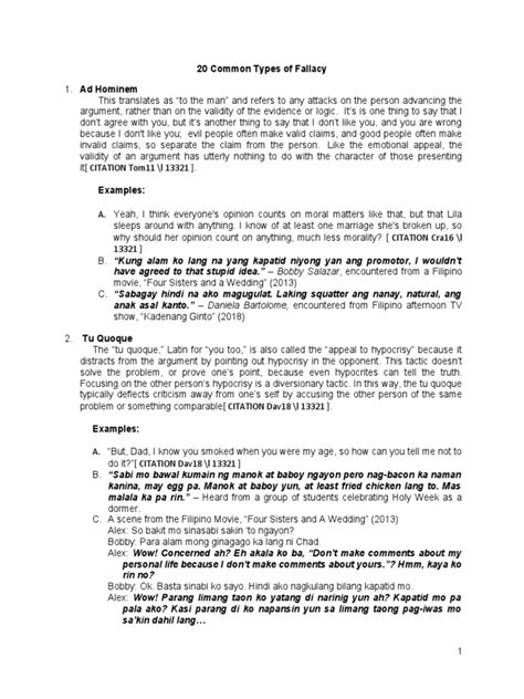 20 Common Types of Fallacy | PDF | Fallacy | Epistemology