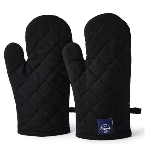Cotton Full Black Oven Gloves (Pack of 2)