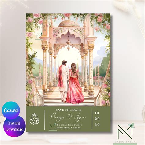 Indian Save the Date Invitation Template Digital Save the Date Card ...