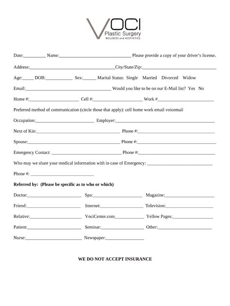 Patient Medical History Form - Blank Fillable Template | Fill Out ...