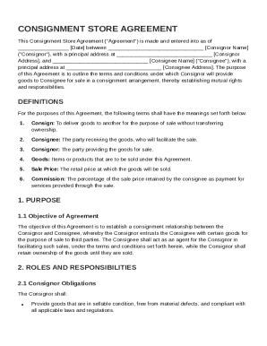 Consignment Store Agreement Template - Fill and Sign Printable Template ...