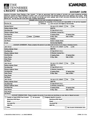 Fillable Online Membership Application - The Tennessee Credit Union Fax ...