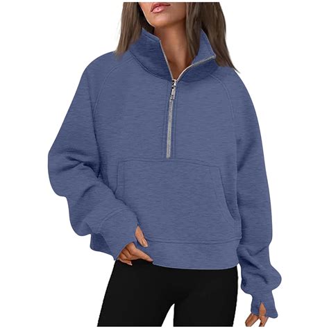 JUUYY Women Half Zip Pullover Sweatshirts Fall Winter Plus Size Long ...