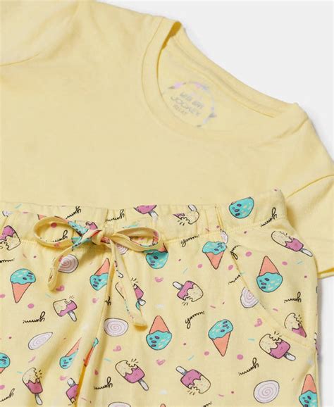 Buy Girl's Super Combed Cotton Short Sleeve T-Shirt and Printed Pyjama ...