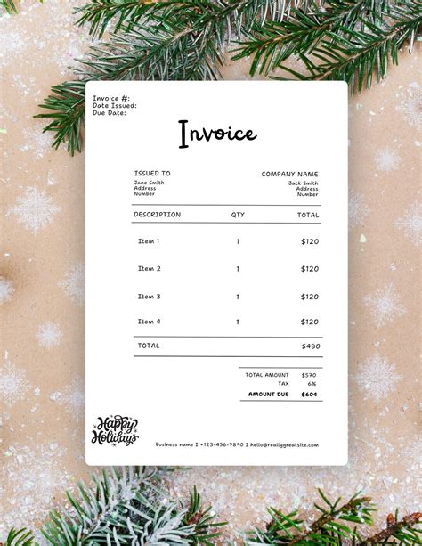 Christmas Holiday Invoice Background