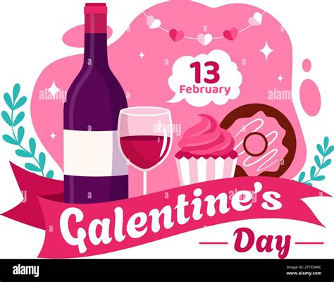 Happy Galentine's Day Vector Illustration on February 13th with ...