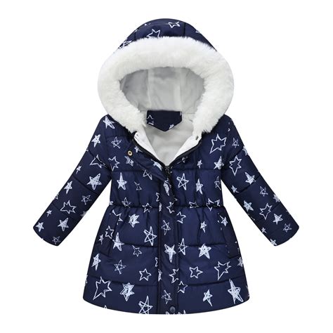 Kids Winter Coat Girls Puffer Coat with Pocket Zipper Hooded Coat Solid ...