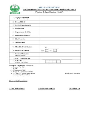 Fillable Online Employee Voluntary Provident Fund Application Form Fax ...