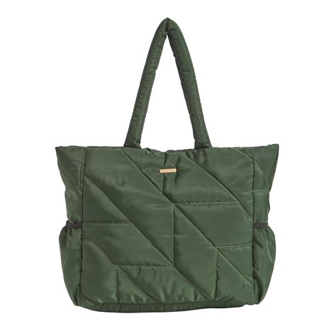 Buy Chumbak Quilted Puffer Tote - Olive, Tote Bags for Women Quilted ...