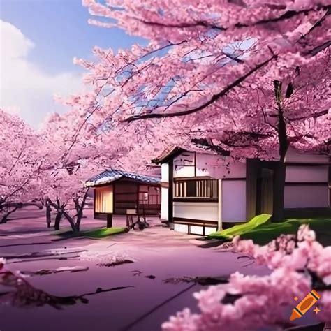 Photorealistic high definition cherry blossom trees and traditional ...