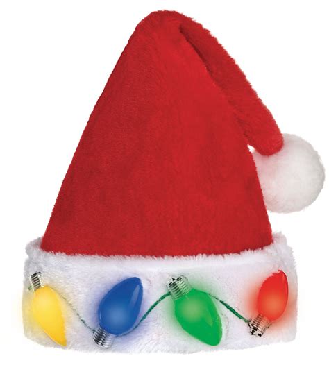 Light-Up Plush Santa Hat, Red/White, One Size, for Christmas | Party City