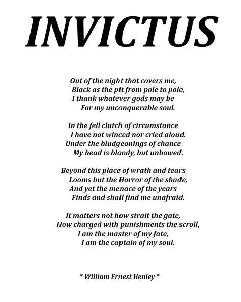 Invictus Poem By William Ernest Henley
