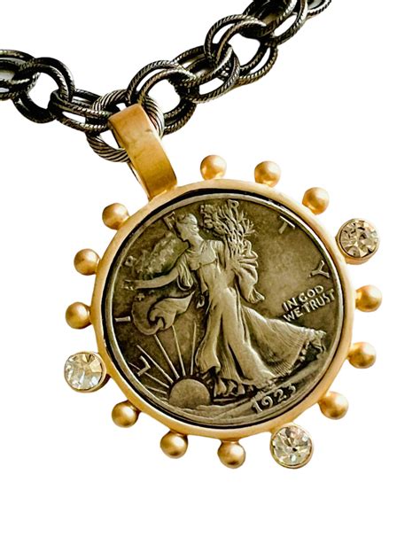 1923 Lady Liberty Matte Gold and Rhodium Coin Pendant Necklace – Fickle ...