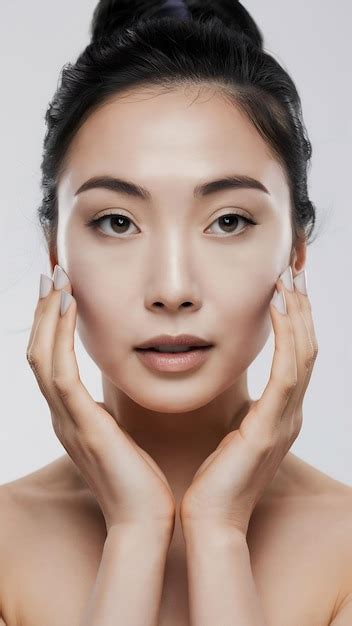 Beautiful portrt young asian woman with makeup isolated on white ...