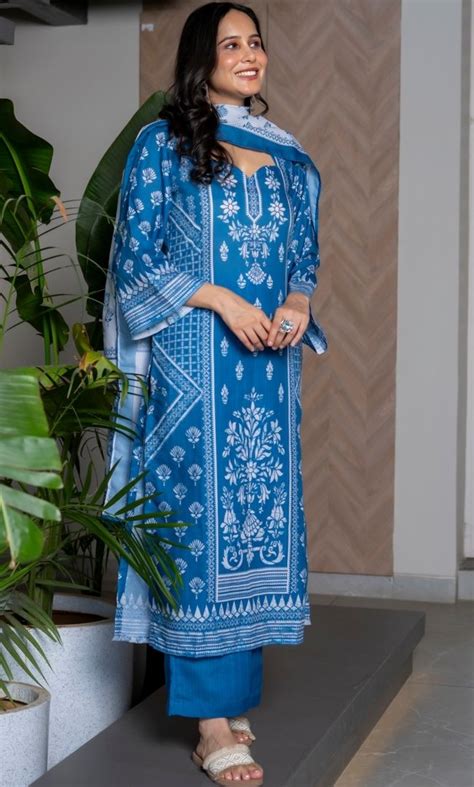 Indigo Printed Suit Set – House Of Jamoti