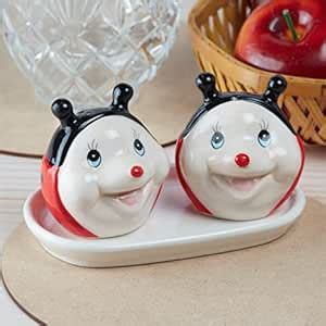Buy Kookee Ceramic Salt and Pepper Shakers Set with Tray – Elegant ...