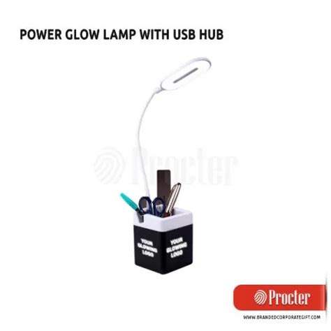POWERGLOW Table Lamp With USB Hub C160 in bulk for corporate gifting ...