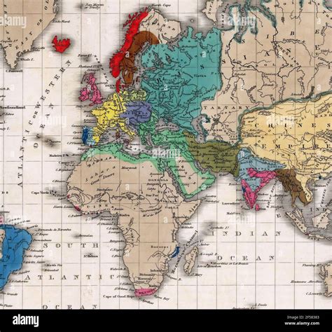 Map of the World showing Napoleon's Empire in 1811 from an antique ...