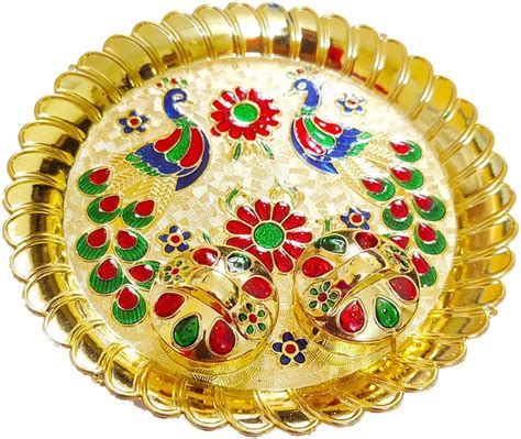 Acrylic Peacock Pooja Thali for All Indian Festival - Round shape Thal ...