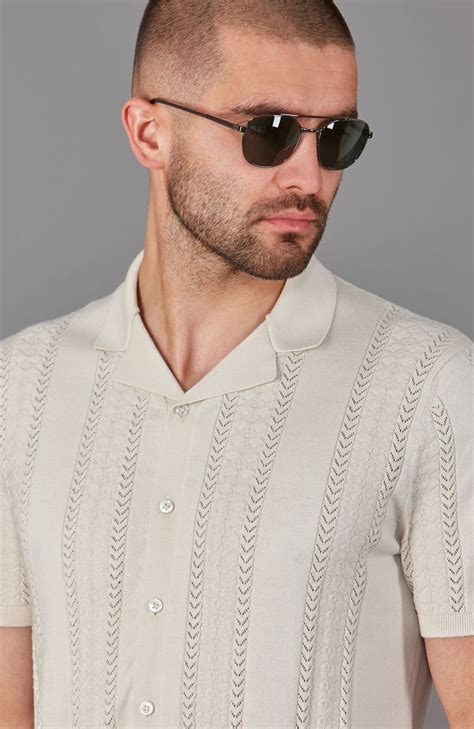 Mens Ultra Fine Cotton Open Knit Cuban Collar Shirt | Collar shirts ...