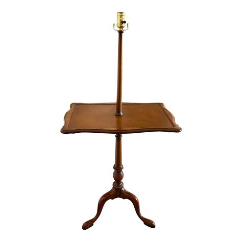 Vintage Floor Table Lamp With Queen Anne Tripod Legs | Chairish