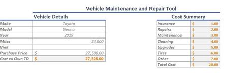 Buy Vehicle Maintenance and Repair Spreadsheet Online in India - Etsy
