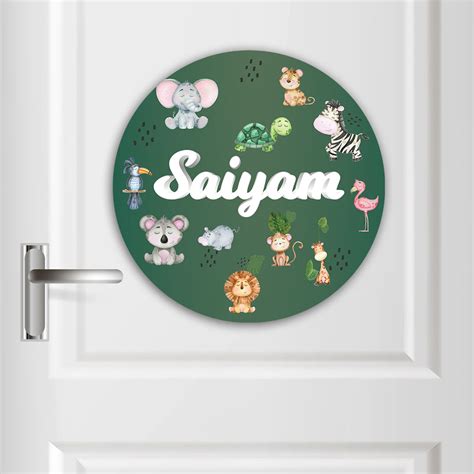 Buy Personalized Jungle Friends Round Name Plate | Smitten